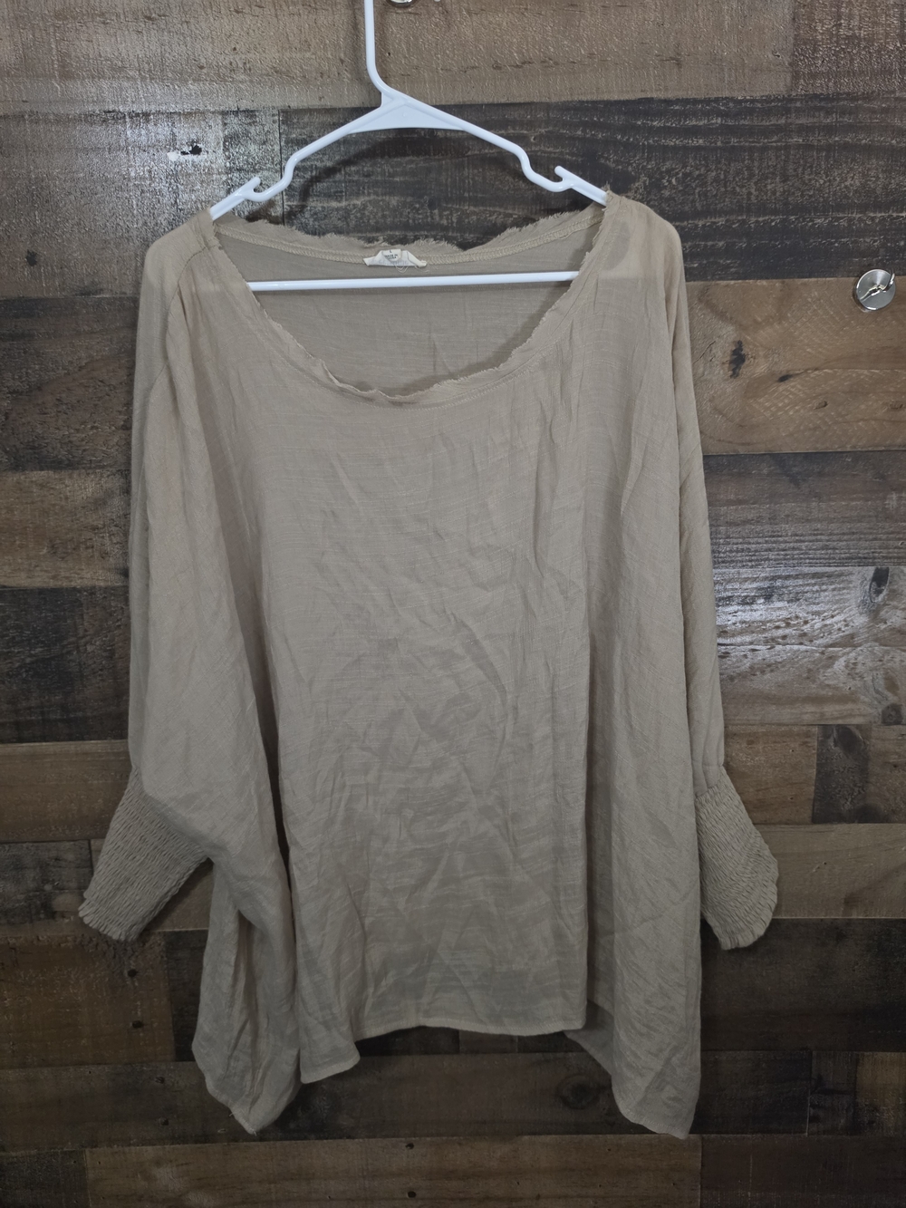 eesome Neutral Beige Scoop Neck Long Sleeve Tunic